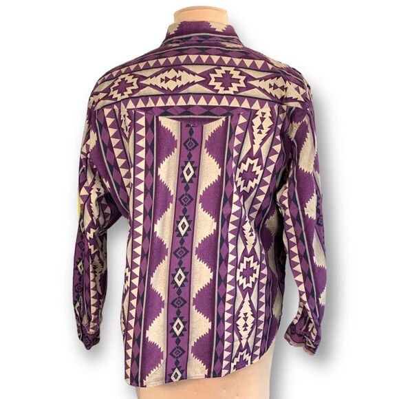 Vintage Roper Shirt Purple Tan Southwestern Oversized Striped Tribal Aztec Print - Picture 7 of 12